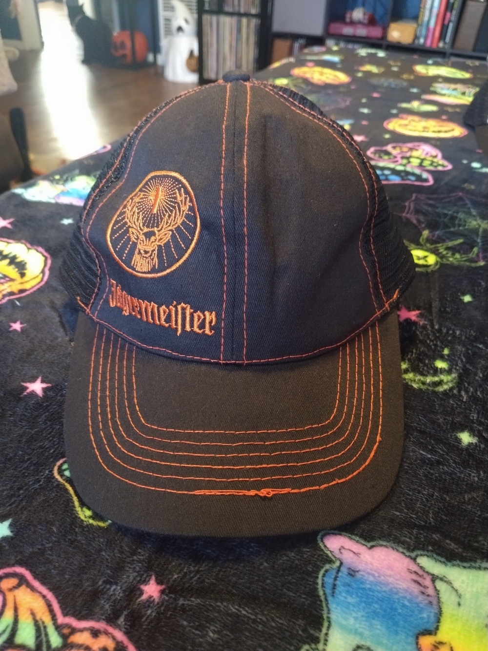 Jagermeister Black and Orange Embroidered Logo Baseball Cap